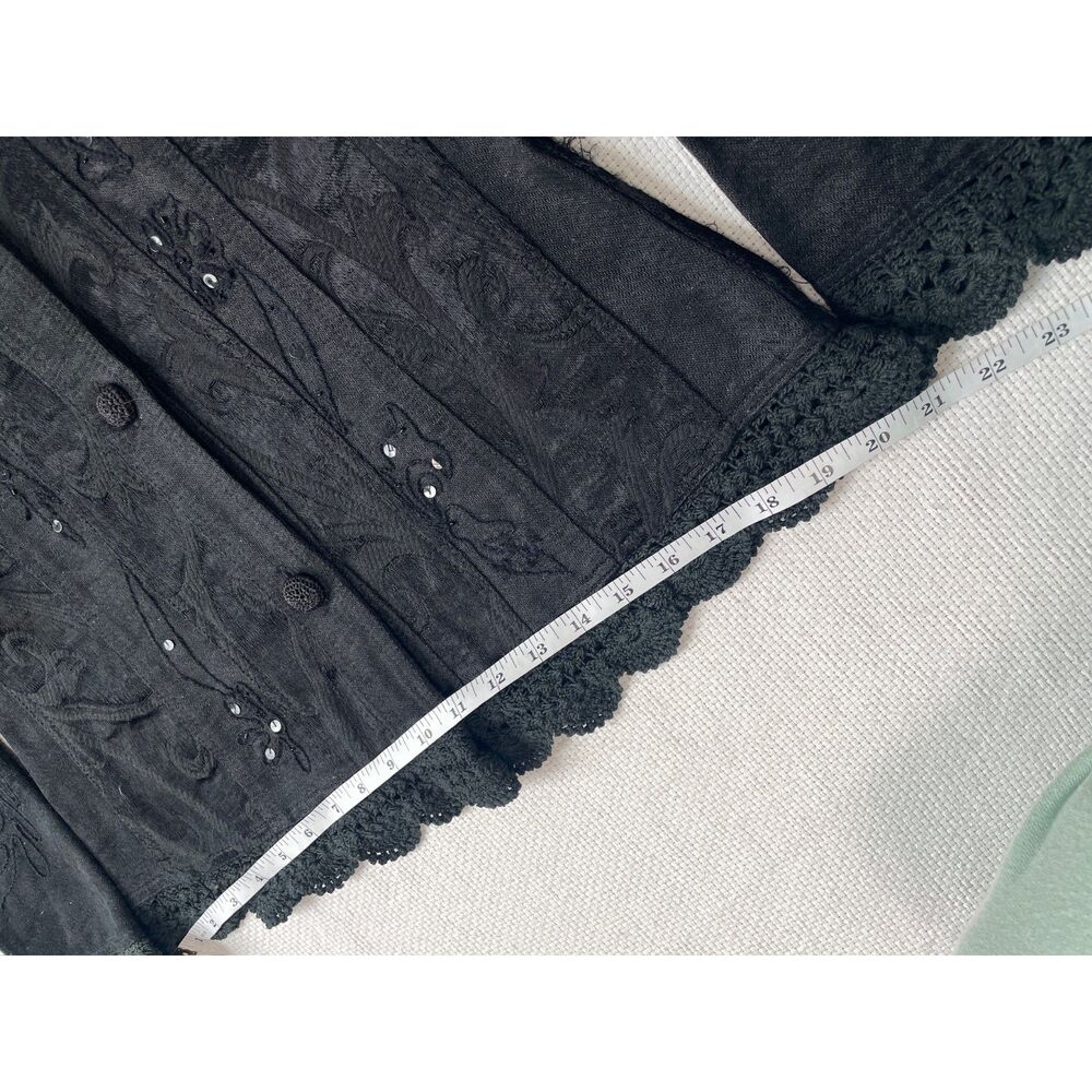 Flashback Black Embellished Jacket|vintage Beaded & Embroidered Boho Chic unique - Picture 9 of 13